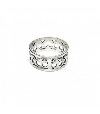R002393 Genuine Sterling Silver Ring 9mm Band Tree of Life Solid Hallmarked 925 Handmade